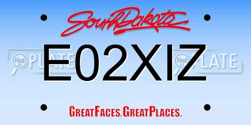 E02XIZ South Dakota License Plate