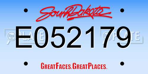 E052179 South Dakota License Plate