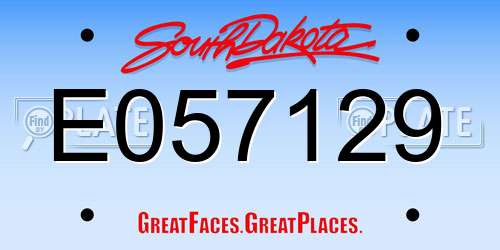 E057129 South Dakota License Plate