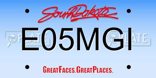 E05MGI South Dakota License Plate