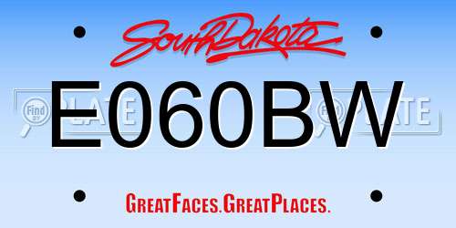 E060BW South Dakota License Plate