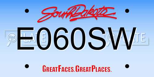 E060SW South Dakota License Plate