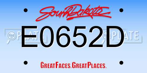 E0652D South Dakota License Plate