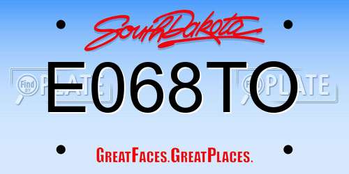 E068TO South Dakota License Plate