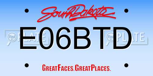 E06BTD South Dakota License Plate