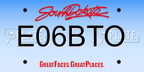 E06BTO South Dakota License Plate