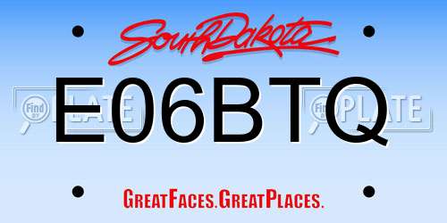 E06BTQ South Dakota License Plate