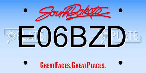 E06BZD South Dakota License Plate