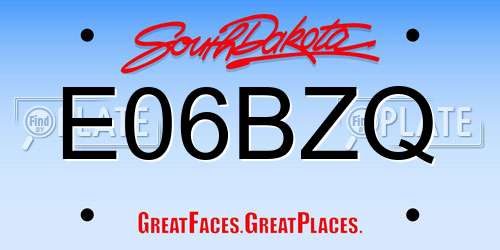 E06BZQ South Dakota License Plate