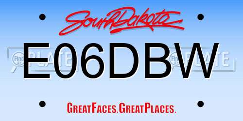 E06DBW South Dakota License Plate