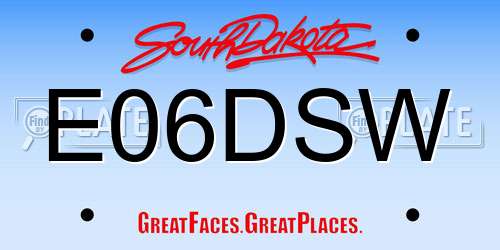E06DSW South Dakota License Plate
