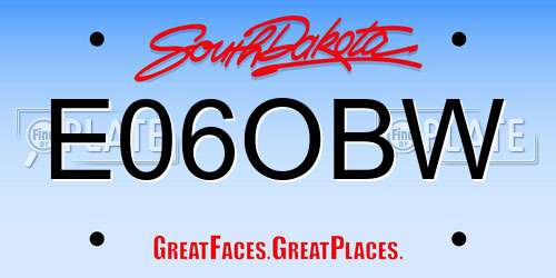 E06OBW South Dakota License Plate