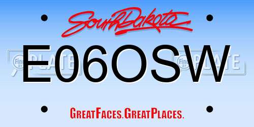 E06OSW South Dakota License Plate
