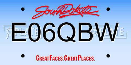E06QBW South Dakota License Plate