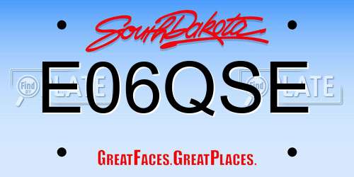 E06QSE South Dakota License Plate