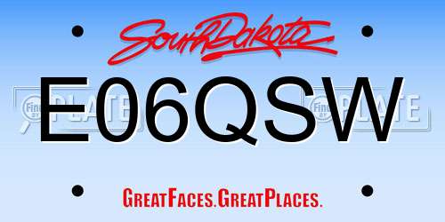 E06QSW South Dakota License Plate