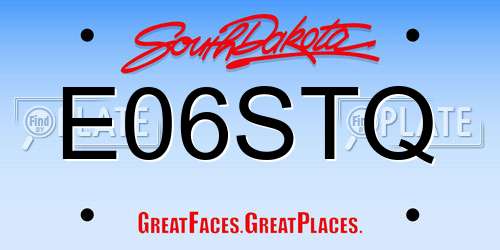 E06STQ South Dakota License Plate