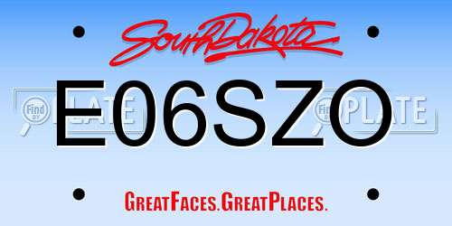 E06SZO South Dakota License Plate