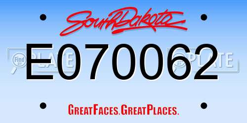 E070062 South Dakota License Plate