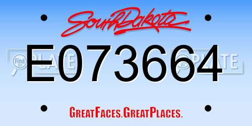 E073664 South Dakota License Plate