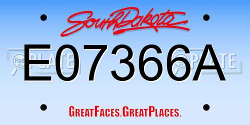 E07366A South Dakota License Plate