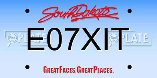 E07XIT South Dakota License Plate