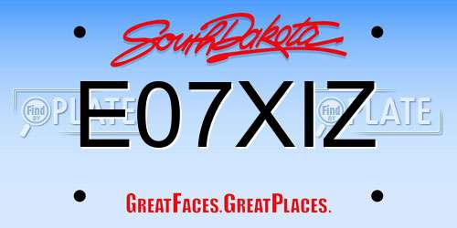 E07XIZ South Dakota License Plate