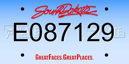 E087129 South Dakota License Plate
