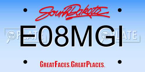 E08MGI South Dakota License Plate