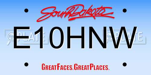 E10HNW South Dakota License Plate