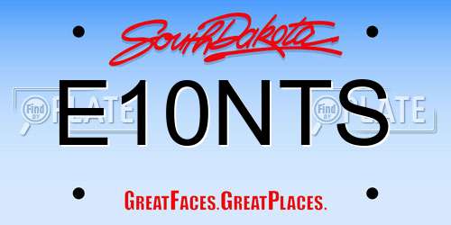 E10NTS South Dakota License Plate