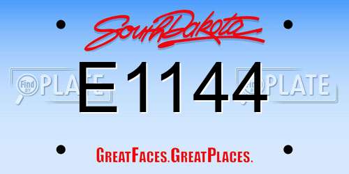 E1144 South Dakota License Plate