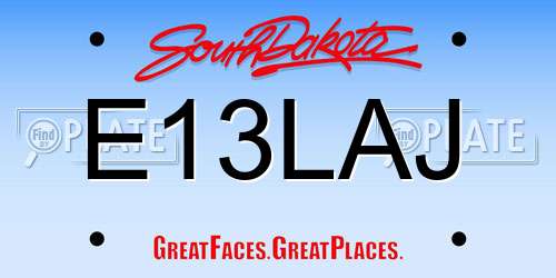 E13LAJ South Dakota License Plate