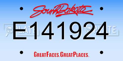 E141924 South Dakota License Plate