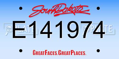 E141974 South Dakota License Plate