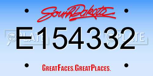E154332 South Dakota License Plate