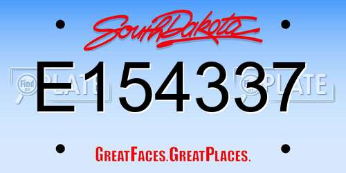 E154337 South Dakota License Plate