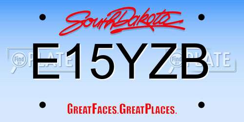 E15YZB South Dakota License Plate