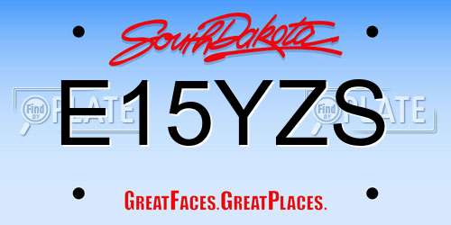E15YZS South Dakota License Plate