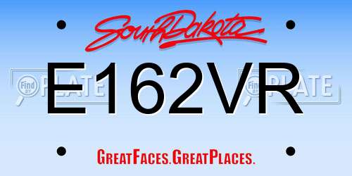 E162VR South Dakota License Plate