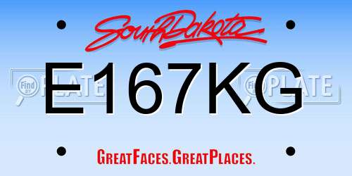 E167KG South Dakota License Plate