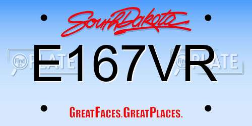 E167VR South Dakota License Plate
