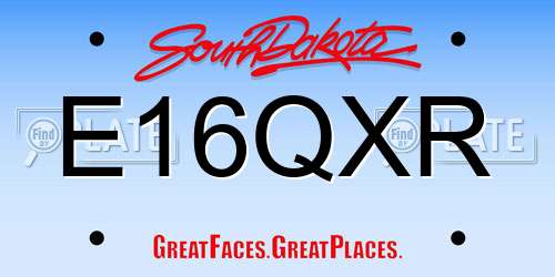 E16QXR South Dakota License Plate