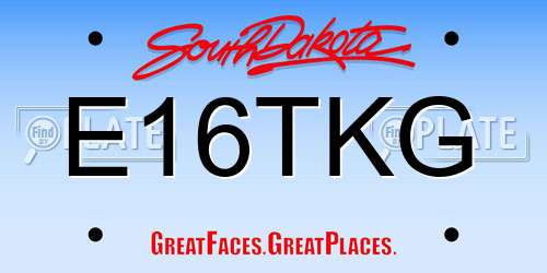 E16TKG South Dakota License Plate