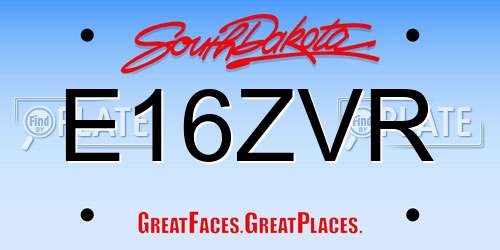 E16ZVR South Dakota License Plate