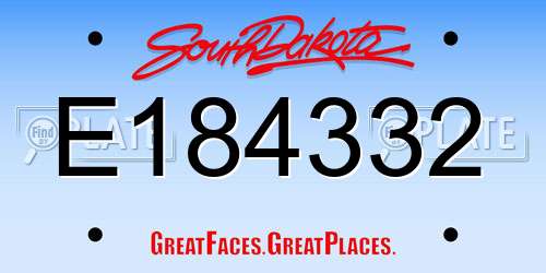 E184332 South Dakota License Plate
