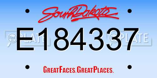 E184337 South Dakota License Plate