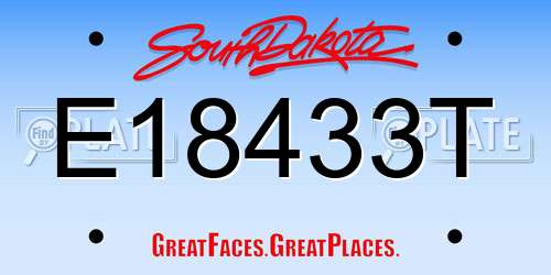 E18433T South Dakota License Plate