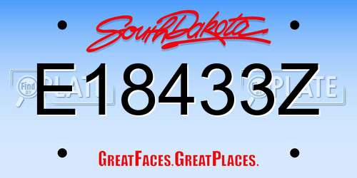 E18433Z South Dakota License Plate