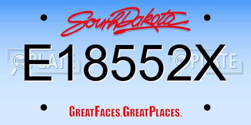 E18552X South Dakota License Plate